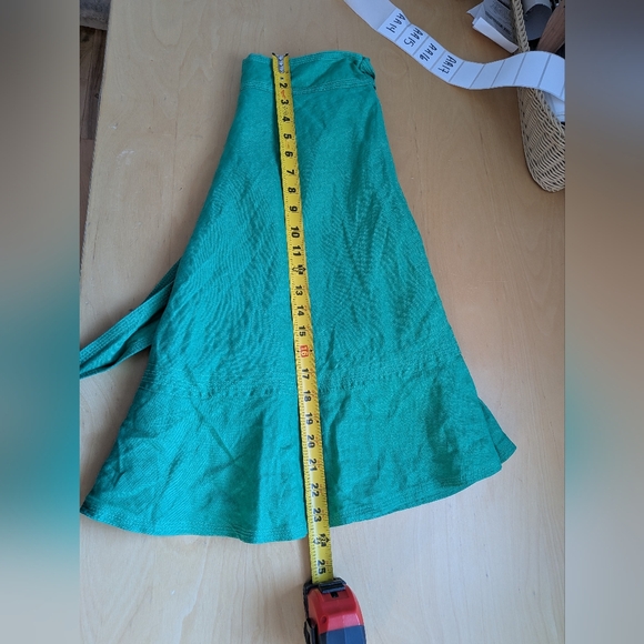 ZARA Women Midi Lenght Green Skirt Size M 100% Linen Waist Bow Side Zipper - Picture 9 of 10